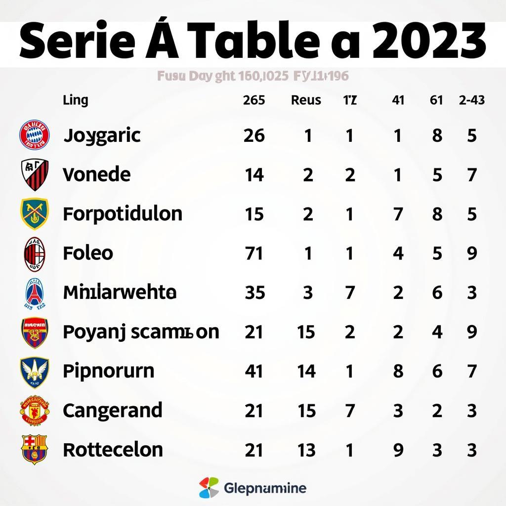 Bảng xếp hạng Serie A mùa giải 2023