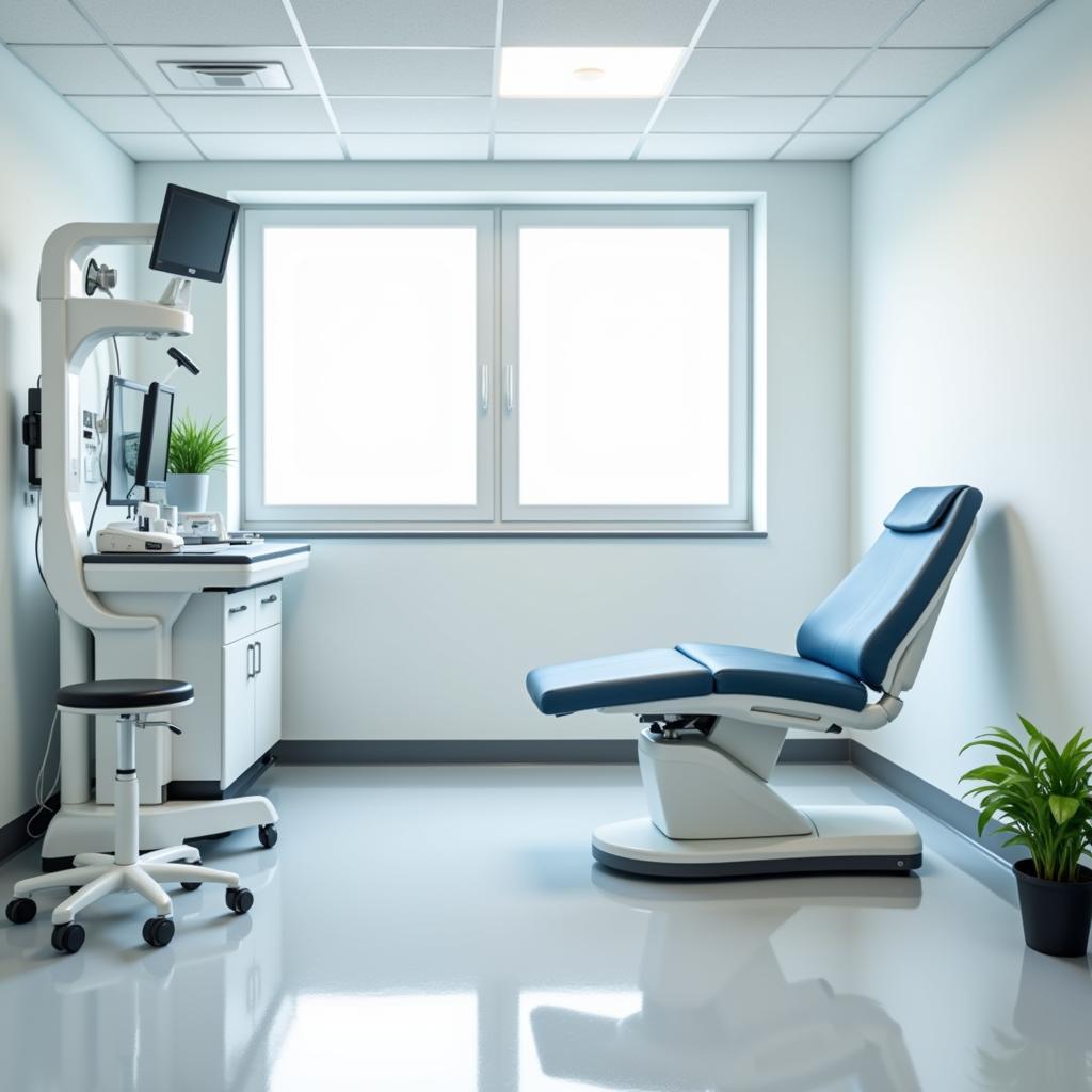 Clean and modern examination room with medical equipment.