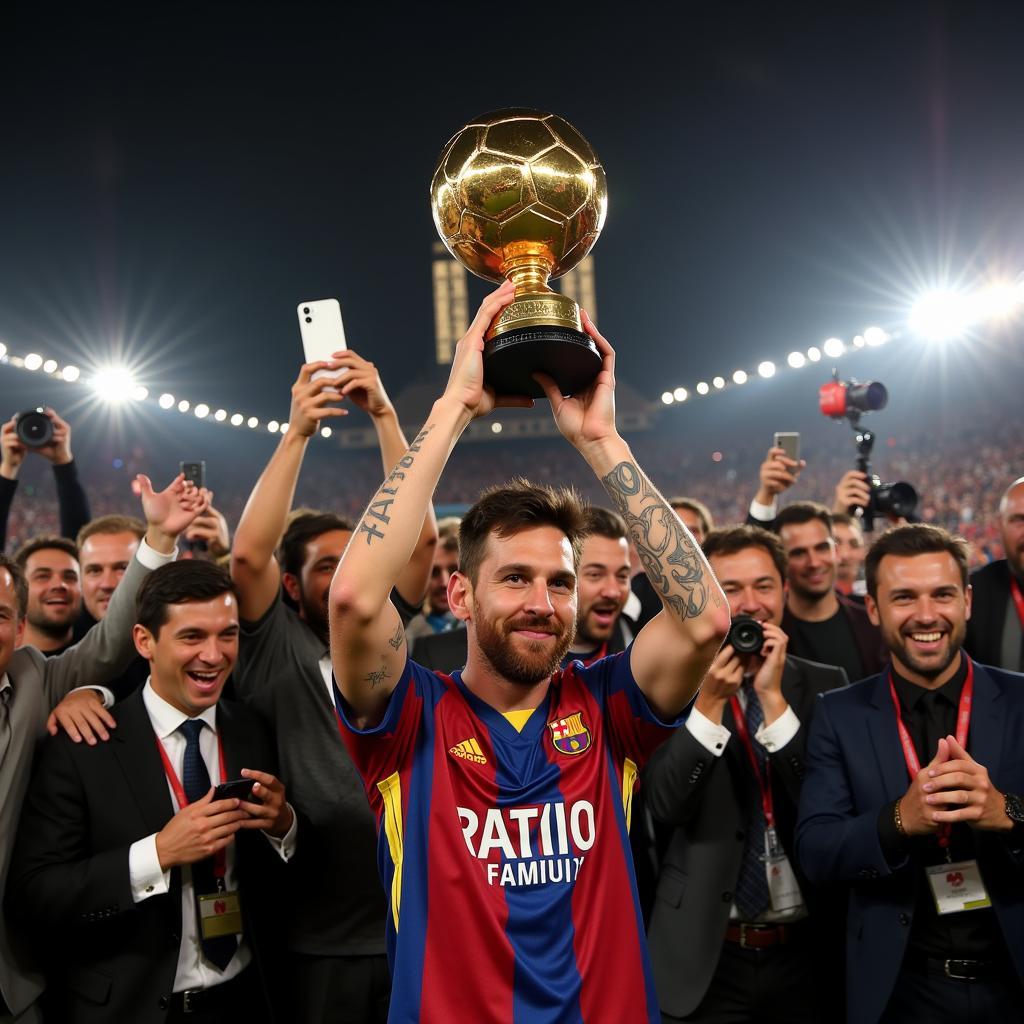 Khung Trao Giải Thưởng Ballon d'Or: Lionel Messi nâng cao Quả Bóng Vàng